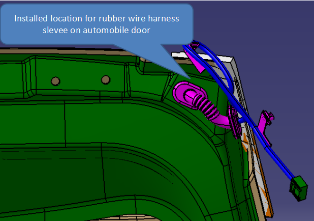 Installed location of rubber wire sleeve