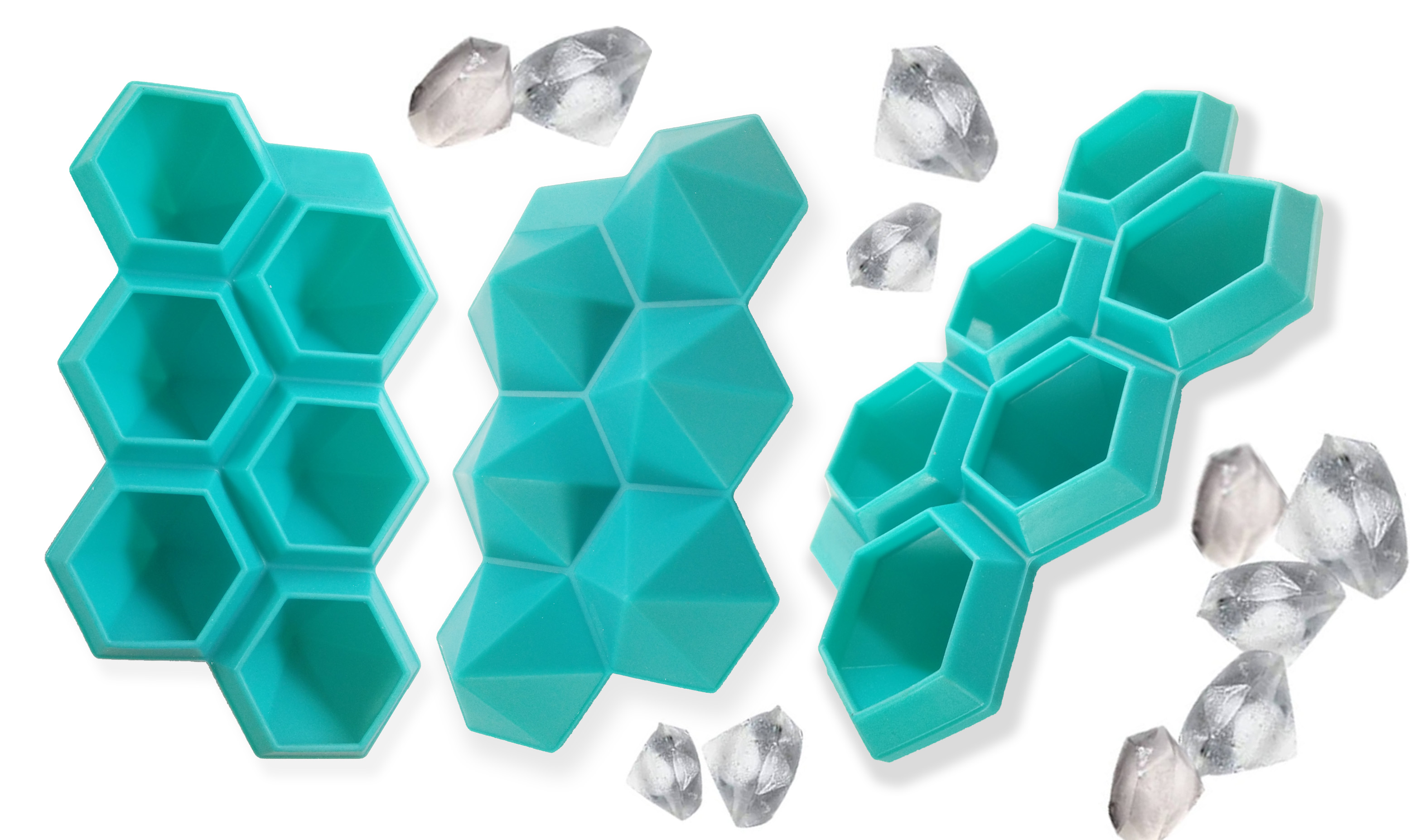Custom diamond shape silicone ice cube trays 100% food grade